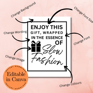 EDITABLE Slow Fashion Tags Printable Tags Eco Fashion Ethical Fashion Labels image 5