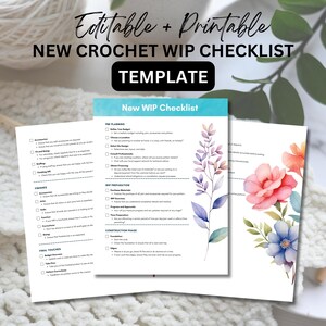 EDITABLE + PRINTABLE New WIP Checklist, Crochet Project Checklist, Fillable Template, Printable Tracker, Digital Organizer, Craft Planner