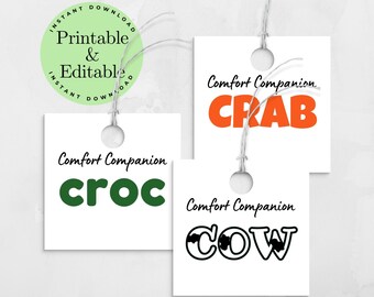 Emotional Support Gift Tags: Printable Animal Designs (Editable PDF)