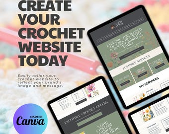 Floral Crochet Business Canva Website Template (Digital Download)