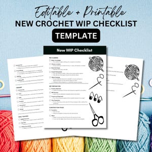 EDITABLE + PRINTABLE New WIP Checklist, Crochet Project Checklist, Digital Planner, Crochet Organizer, Project Tracker, Printable Template