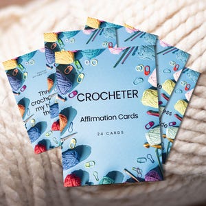 Cartões de afirmação de crochê para impressão - edição profissional, presentes positivos, cartões de incentivo feitos à mão, presentes de crochê exclusivos para amigos