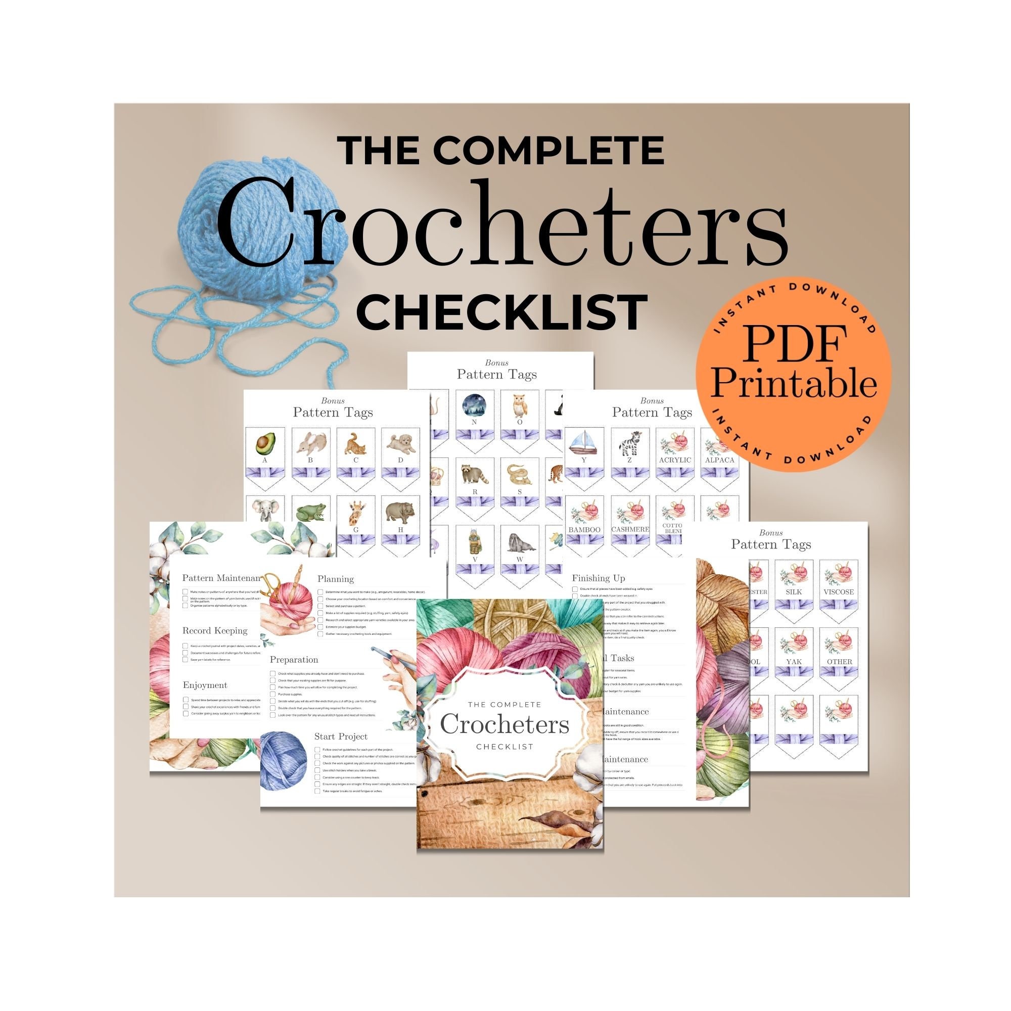 PRINTABLE Digital Planner Crochet | Printable Pdf | Crochet Checklist | Crochet Planner ...