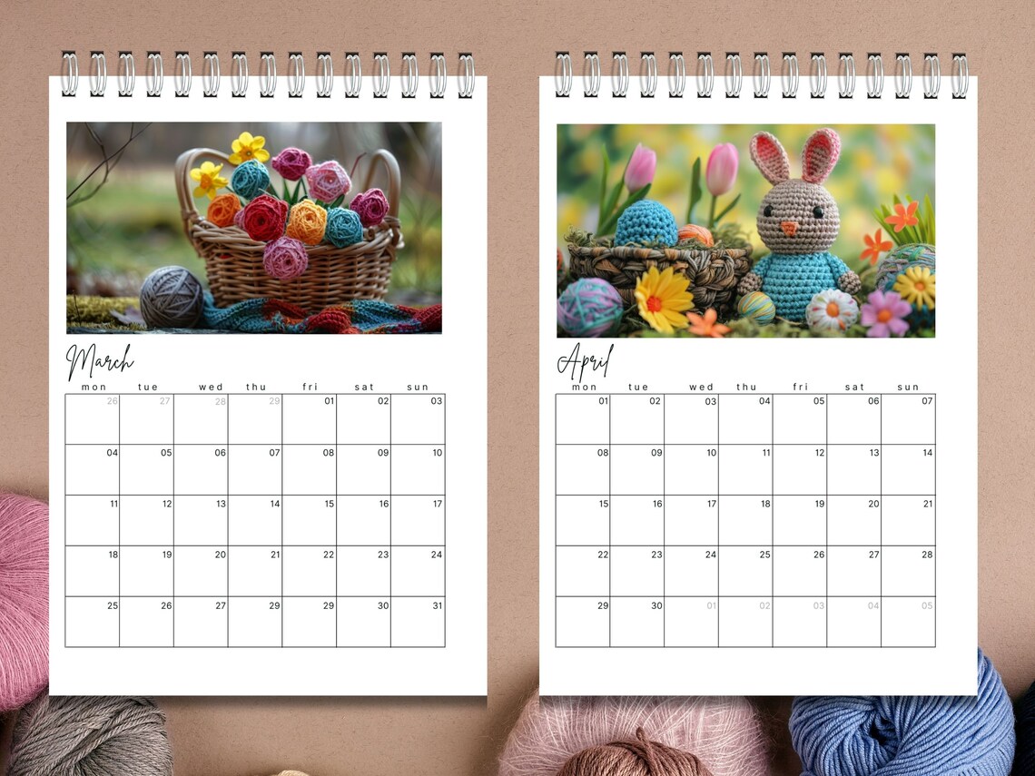 PRINTABLE & EDITABLE 2024 Seasonal Crochet Calendar, for Crochet