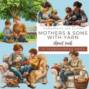 Paquete de imágenes prediseñadas de madres e hijos / Imágenes prediseñadas de hilo / Imágenes prediseñadas del Día de las Madres / Día de la Madre / Mamá e hijo / Imágenes prediseñadas de padres / Madre e hijo