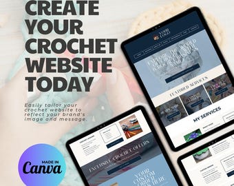 Crochet Business Website Template: Customizable Canva Design (Digital Download)