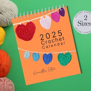 PRINTABLE & EDITABLE 2025 Crochet Calendar, Calendar Png, Month At A Glance, 2025 Planner, Year At A Glance, Monthly Calendar
