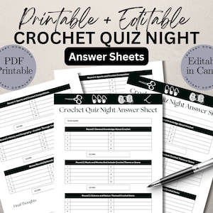 Crochet Quiz Night Answer Sheets | Printable Trivia Sheets | Printable Pdf | Us Letter Size And A4 | Trivia Host Tools | Trivia Answer Sheet