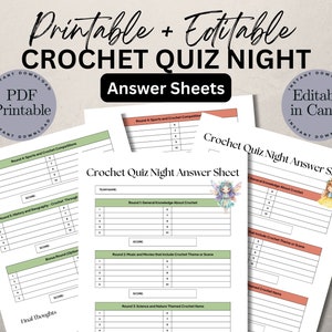 Crochet Quiz Night Answer Sheets | Printable Pdf | Trivia Answer Sheet | Us Letter Size And A4 | Trivia Host Tools | Printable Trivia Sheets