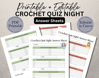 Crochet Quiz Night Answer Sheets | Printable Pdf | Trivia Answer Sheet | Us Letter Size And A4 | Trivia Host Tools | Printable Trivia Sheets