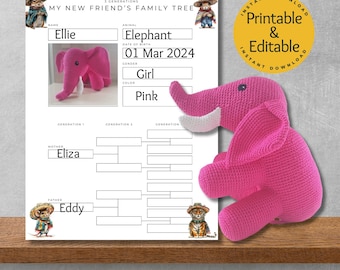 Amigurumi Friend Family Tree Template - Mexi Edition (Printable & Editable)