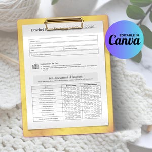 EDITABLE + PRINTABLE Crochet Class Evaluation Form, Editable Performance Review Template, Self-Assessment, HR Forms, Instant Download