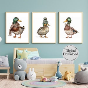 Winter Mallards Wall Art | Duck Wall Art | Mallard Duck Art Print | Animal Wall Art | Hunting Wall Art | Kids Wall Art | Nursery Home Decor