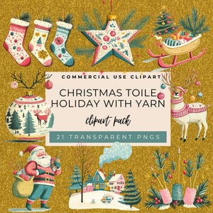 Christmas Toile Holiday Clipart Pack, Xmas Png, Chinoiserie Christmas Clipart, Xmas Ornament Graphics, Clip Art do użytku komercyjnego