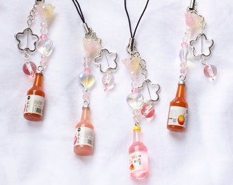 Muted Reddish/Coral Soju-inspired Phone Charms | Cute & Adorable Original Pink Soju Phone Charms | Soju-bottle Accessory