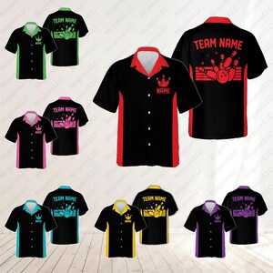 Personalized Bowling Hawaiian Shirt, Custom Name Bowling Team Button Down Shirt, Matching Retro Bowler Shirt, Vintage Bowling Lover Gift