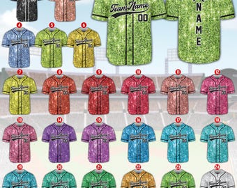 Personalized Glitter Baseball Jersey, Cheer Team Jersey, Dance Squad, Custom Name Number Jersey, Matching Ribbon Uniform Faux Glitter Jersey