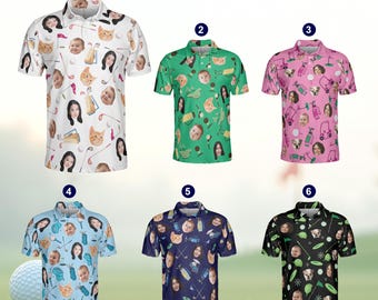 Custom Face Golf Polo, Personalized Golf Lover Men Women Sleeveless Polo, Funny Golf Team Polo, Golf Player Gift