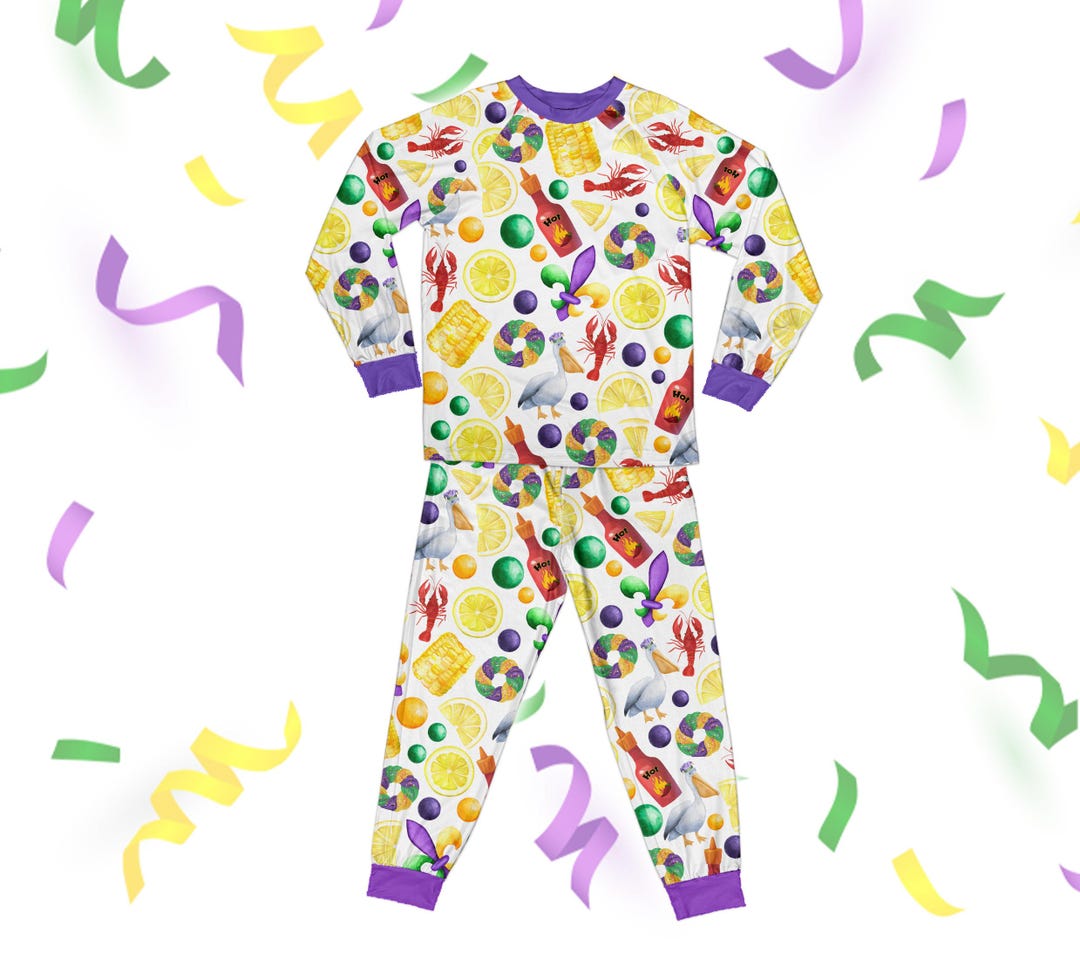 Lulu Bebe Mardi Gras Crawfish Girl 2pc Pajamas main image 0