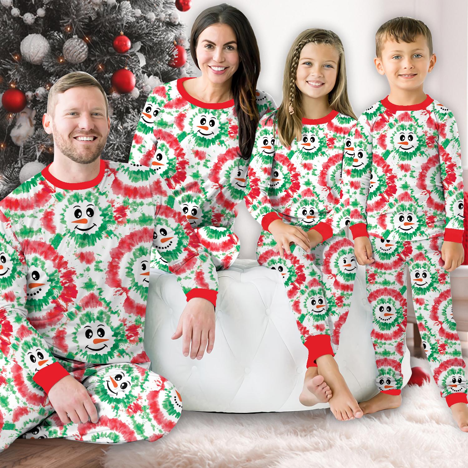 Tie Dye Christmas Pajamas Set Festive Snowman Merry Christmas Matching Long Sleeve Two Piece Funny Family Xmas Loungewear Set Etsy Canada