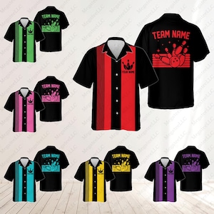 Personalized Retro Bowling Hawaiian Shirt, Custom Name Bowling Team Button Down Shirt, Matching Bowler Shirt, Gift For Bowling Lover