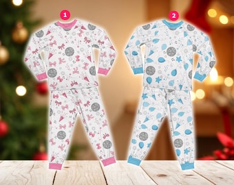 Cute New Year Pajamas Set, Retro Disco Ball Long Sleeve Two Piece Pajama, Happy New Year 2025 Holiday Kids Pajamas Set, New Years Eve Set