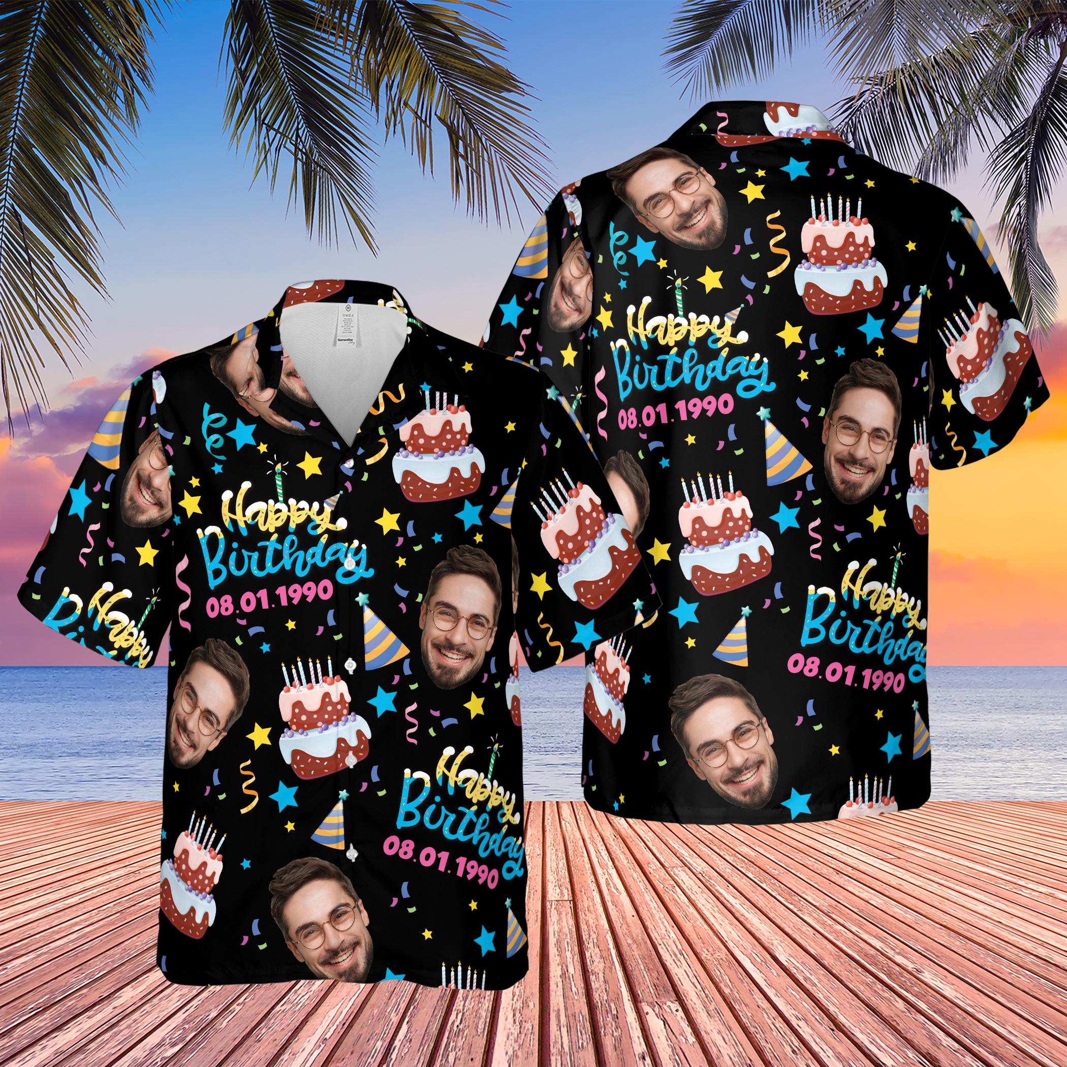 Discover Custom Face Birthday Party Hawaiian Shirt, Personalized Birthday Shirt
