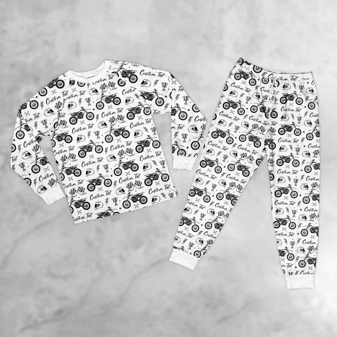 Personalized Kids Dirt Bike Racing Pajamas Set, Custom Name Motocross ...