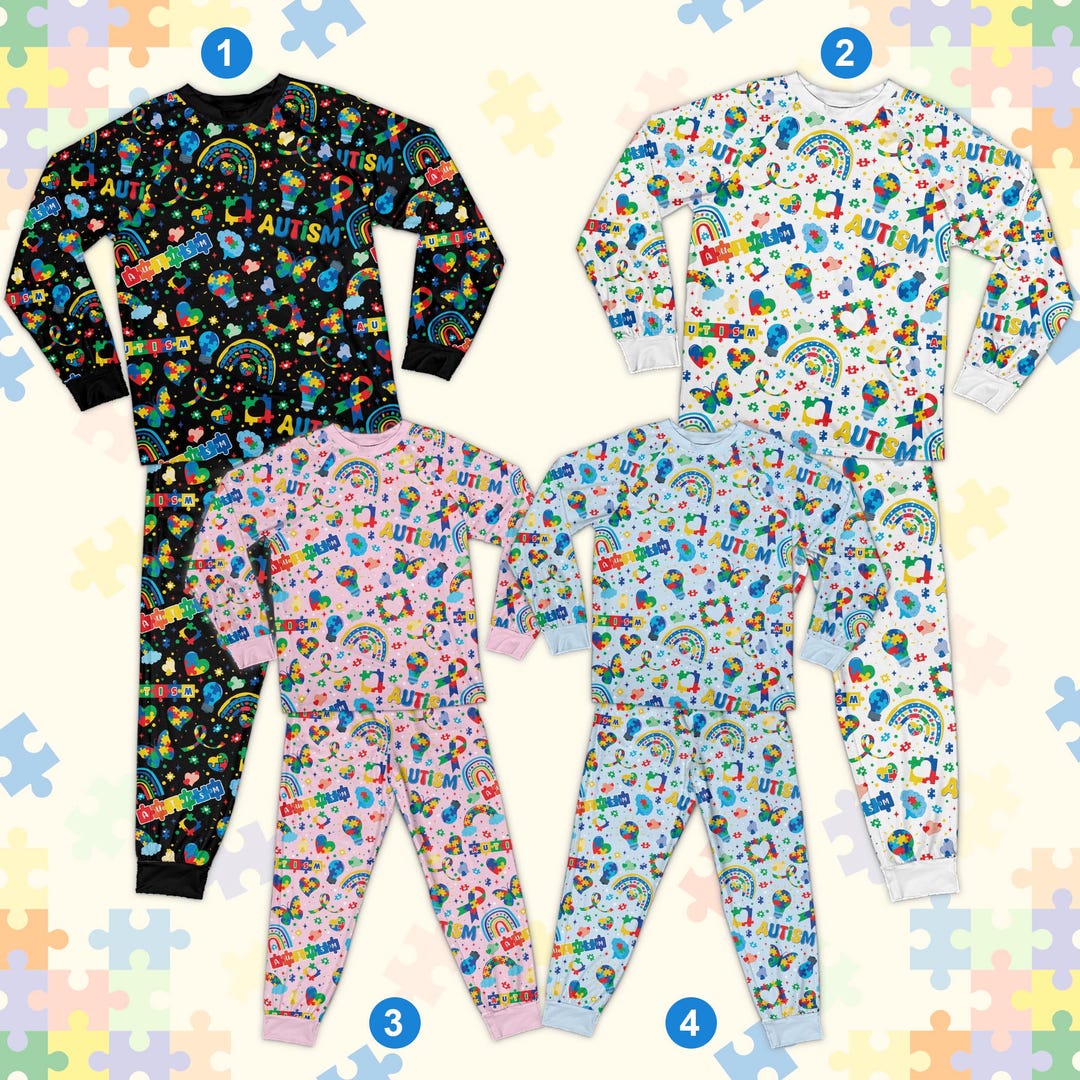 Pyjamas Autistic Images Autism Matching Family Pajamas, Autism Awareness Pajama Set, Rainbow ...