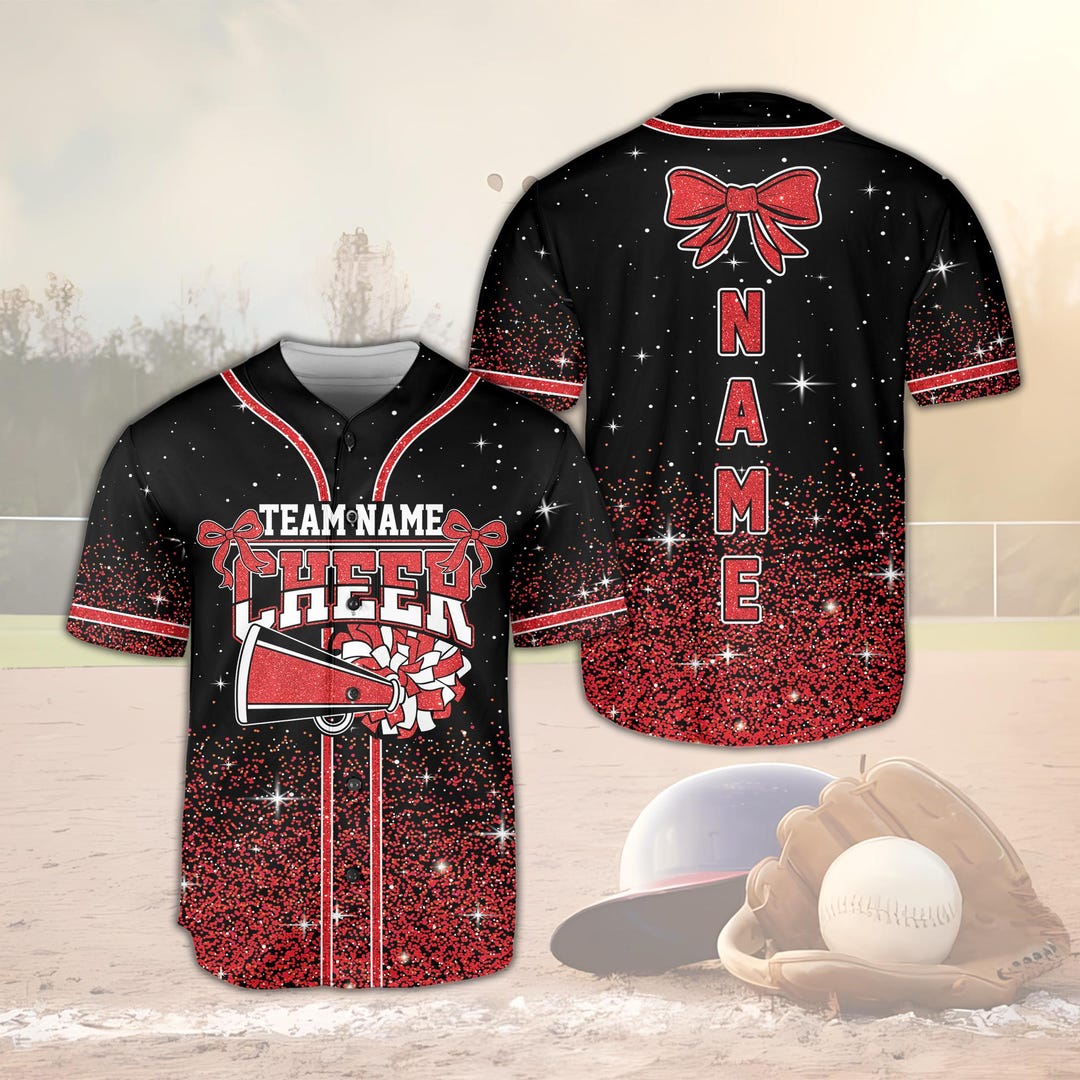 Personalized Coquette Bow Cheer Baseball Jersey, Custom Name Faux ...