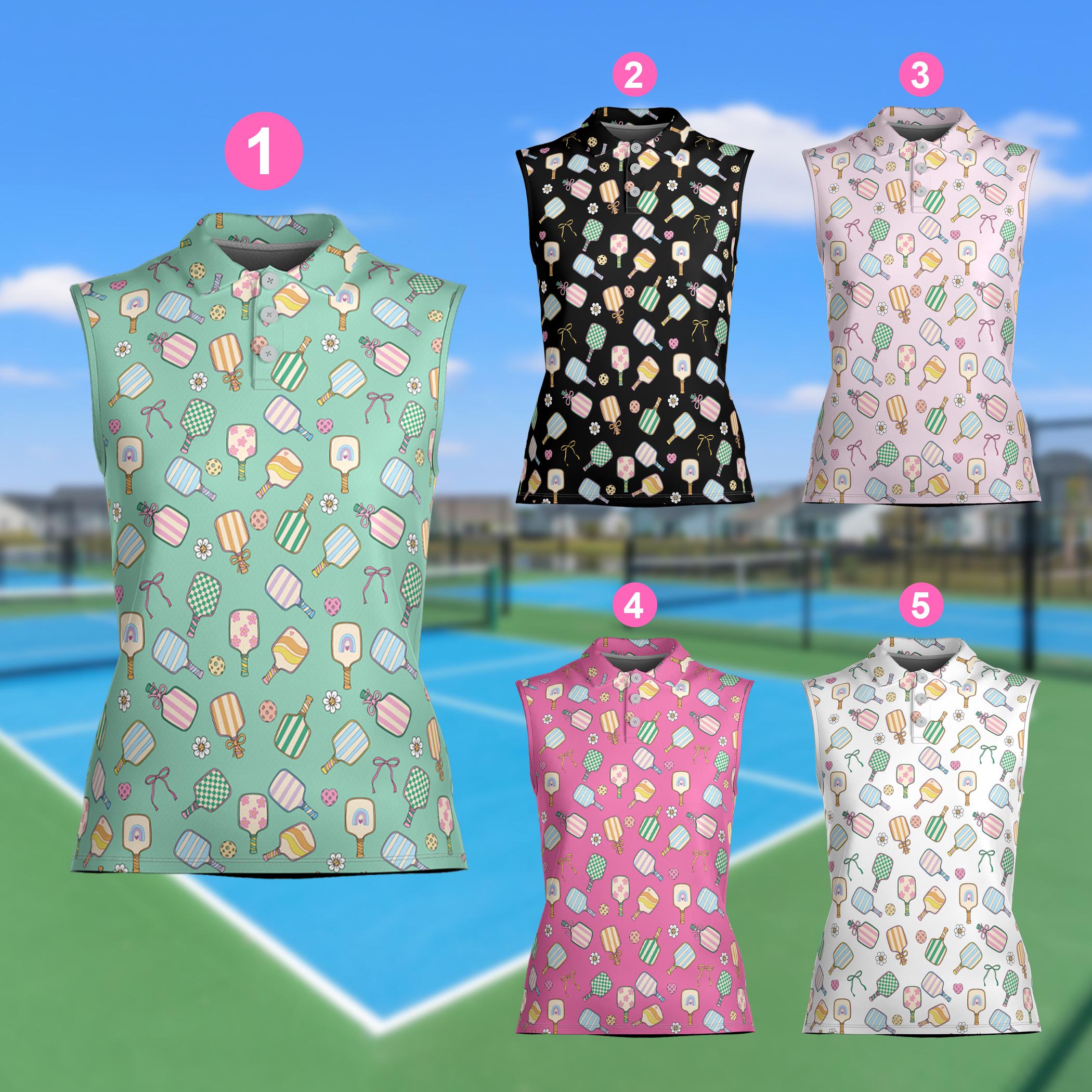 Coquette Pickleball Polo Shirt, Pickleball Player Women, Sleeveless Polo, Matching Pickleball Team Polo Shirt, Pickleball Lover Gift
