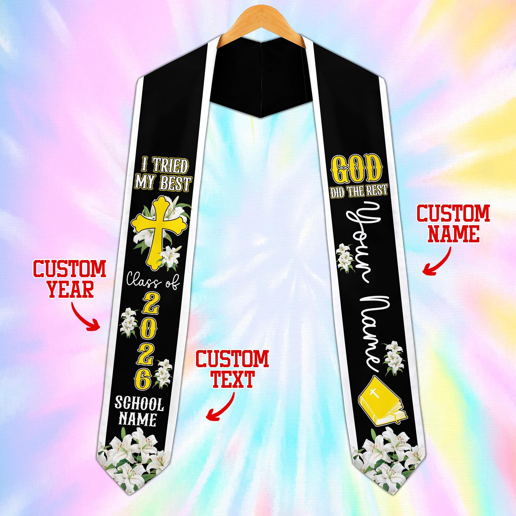 Personalized Christian Graduation Stole 2026, Custom Name Religious ...