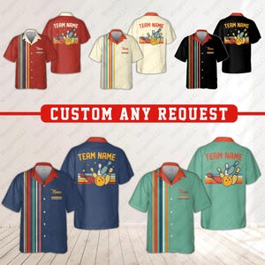 Personalized Bowling Pocket Hawaiian Shirt, Custom Name Bowling Team Button Down Shirt, Matching Retro Bowler Shirt, Vintage Bowling Lover