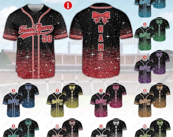 Personalized Glitter Baseball Jersey, Cheer Team Ribbon Jersey, Dance Squad, Custom Name Number Jersey, Matching Sports Uniform Faux Glitter