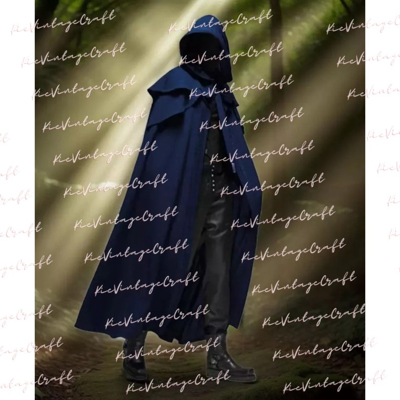 Medieval Wizard Viking Vampire Cloak, Renaissance Witch Cloak With Hood