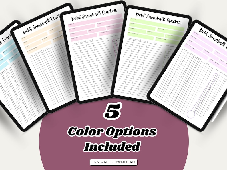 Debt Tracker, Snowball Payoff Tracker, Digital Debt Tracker, printable tracker, Payoff log, Financial Planner, Pink Debt Tracker, Deuda image 3