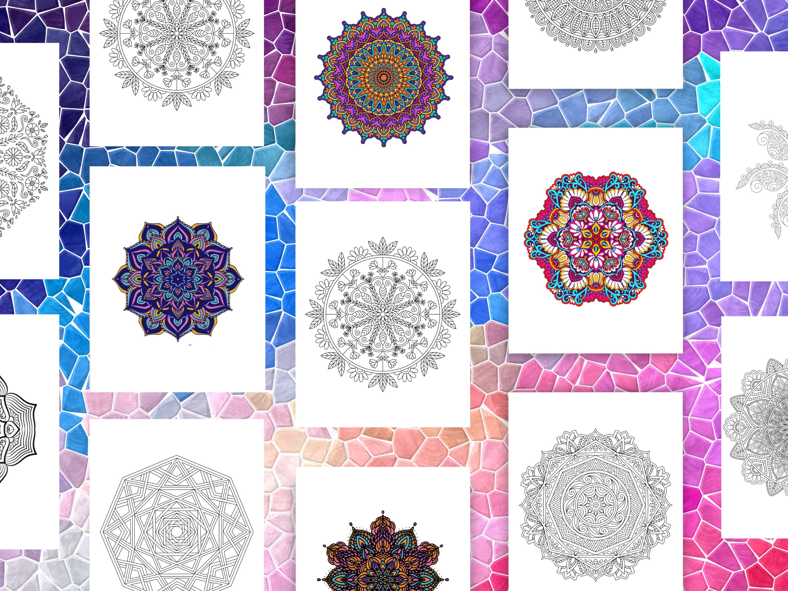 200 Mindful Coloring pages, Adult coloring, Mind therapy, Printable mandala, Kids coloring, Art therapy, Mandalas, PDF coloring, Arte