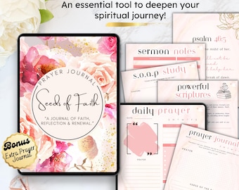 Prayer Journal, Daily Devotions, Bible Study (Printable & Digital)