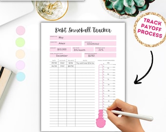 Debt Tracker, Snowball Payoff Tracker, Digital Debt Tracker, printable tracker, Payoff log, Financial Planner, Pink Debt Tracker, Deuda