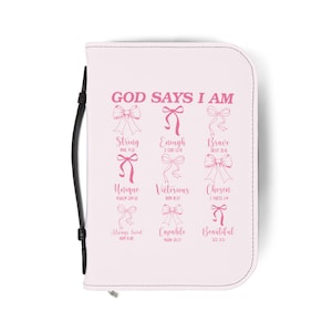 Bible Cover, Inspirational Bible Case, Bible Carry Case, God Says I Am, Bible Cover with Zipper, Christian Gift, Religious Gift For Her