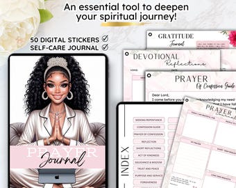 60+ Pages Prayer Journal | Bible Study Journal Printable | Digital Faith Planner | Christian Daily Devotional |Stickers