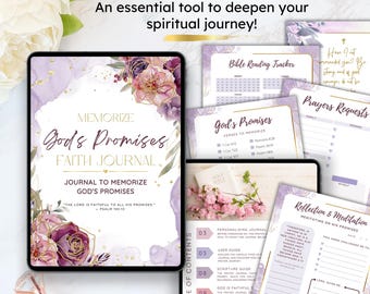130+ Pages Prayer & Reflection Journal, God's Promises, Memorize Scriptures, Bible Study, Printable, Prayer Journal, Digital Faith Journal