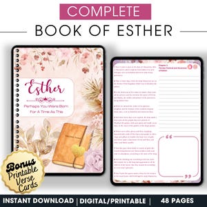 Libro de estudio bíblico de Ester: Diario imprimible de la versión Reina Valera (descarga digital), estudio bíblico, hojas de trabajo cristianas, diario de las Escrituras imagen 2