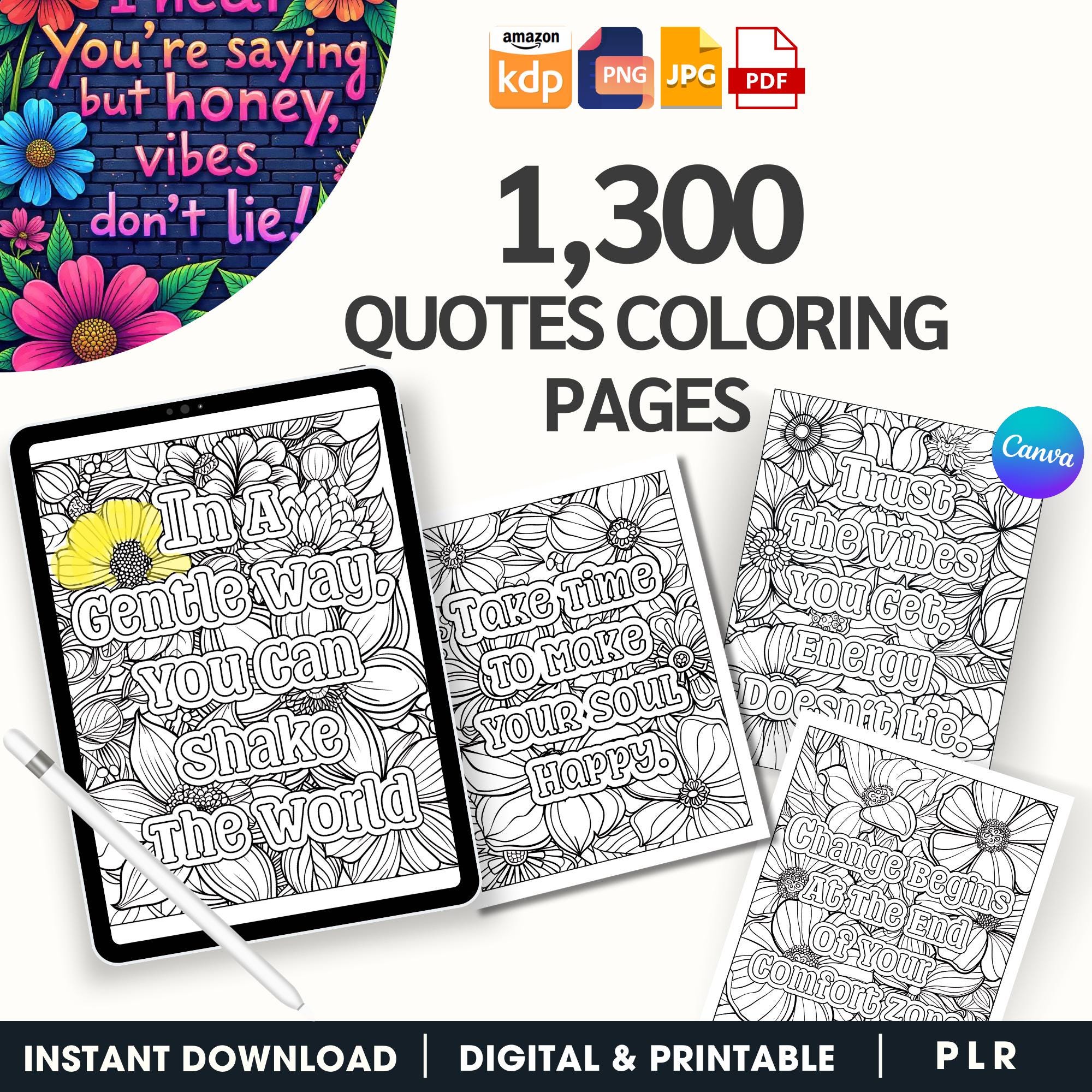 Pack de más de 1.300 páginas para colorear con citas – 52 libros para adultos, alivio del estrés, KDP y POD, arteterapia imprimible