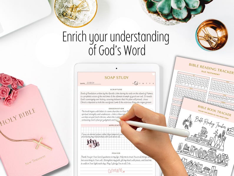 Grid Scripture Journal Digital Faith Journal, Bible Study, Prayer, 60+ Stickers (printable PDF ...