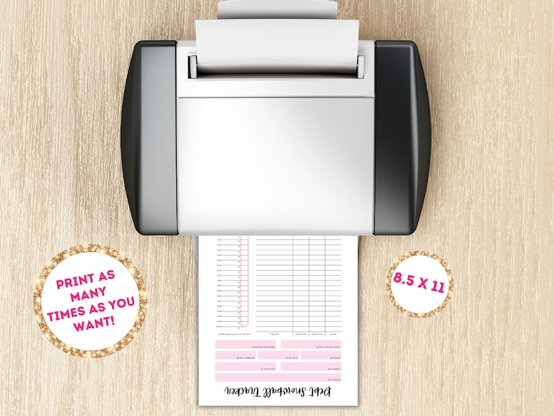 May include: Printable 8.5 x 11 inch planner with a pink and black design. The planner has a section for daily tasks and a section for notes. The text "And So The Journey Begins" is written at the bottom of the page.