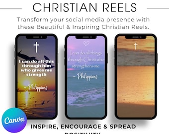 100+ Christian Reels for Social Media, Inspiring Bible Verse Templates (Canva Editable Digital Download)
