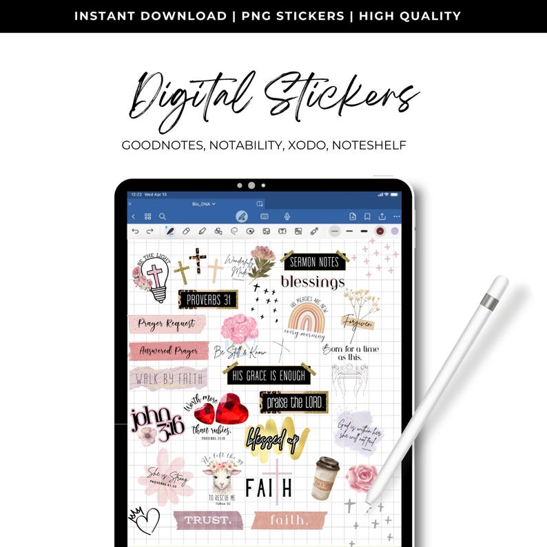 Christian Digital Stickers, Bible Study, Prayer Journal (PNG, Goodnotes) image 2