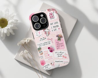 Pink Christian Collage Phone Case: Faith-Inspired iPhone & Galaxy Case