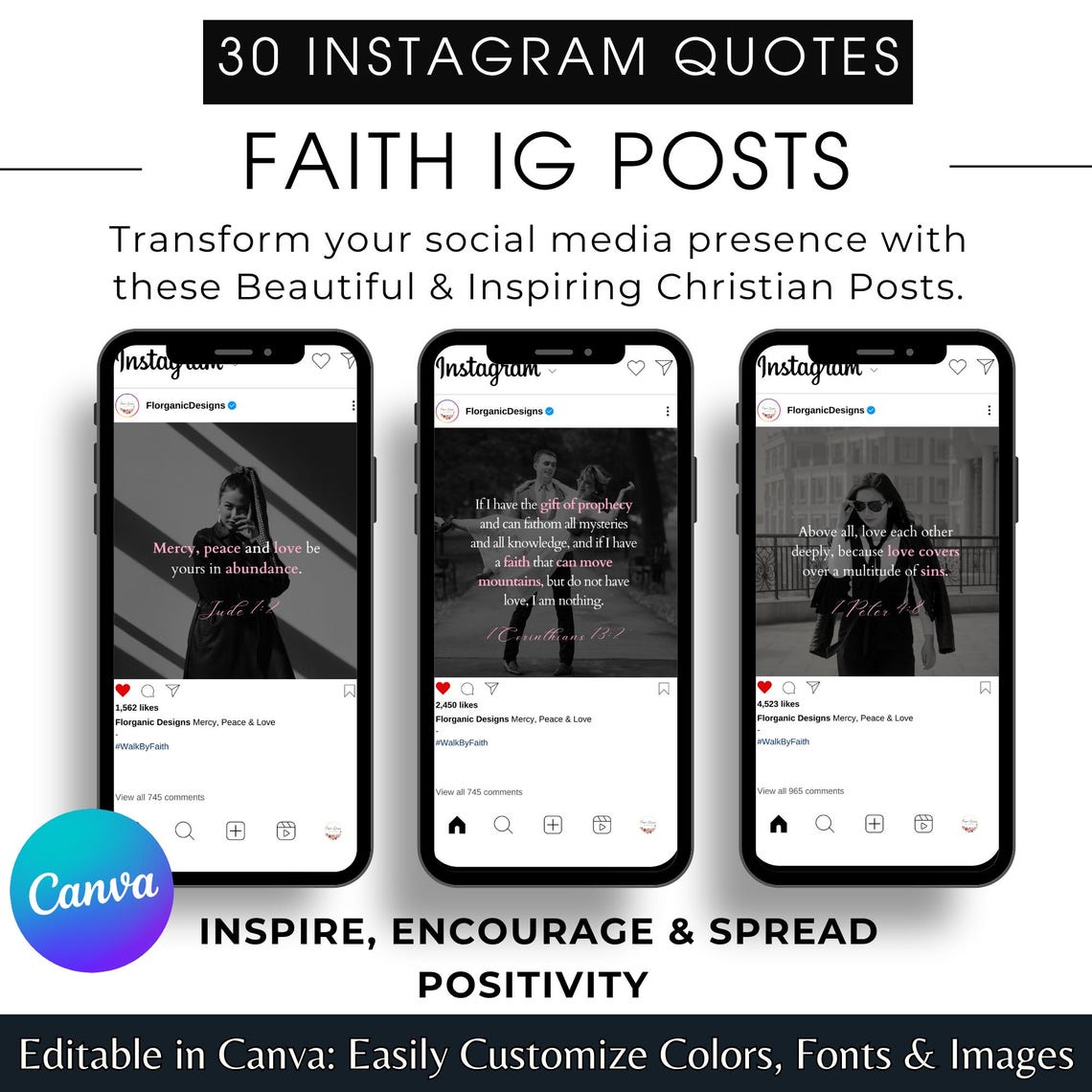 Faith-based Instagram Posts | Bible Verse Social Media Template ...